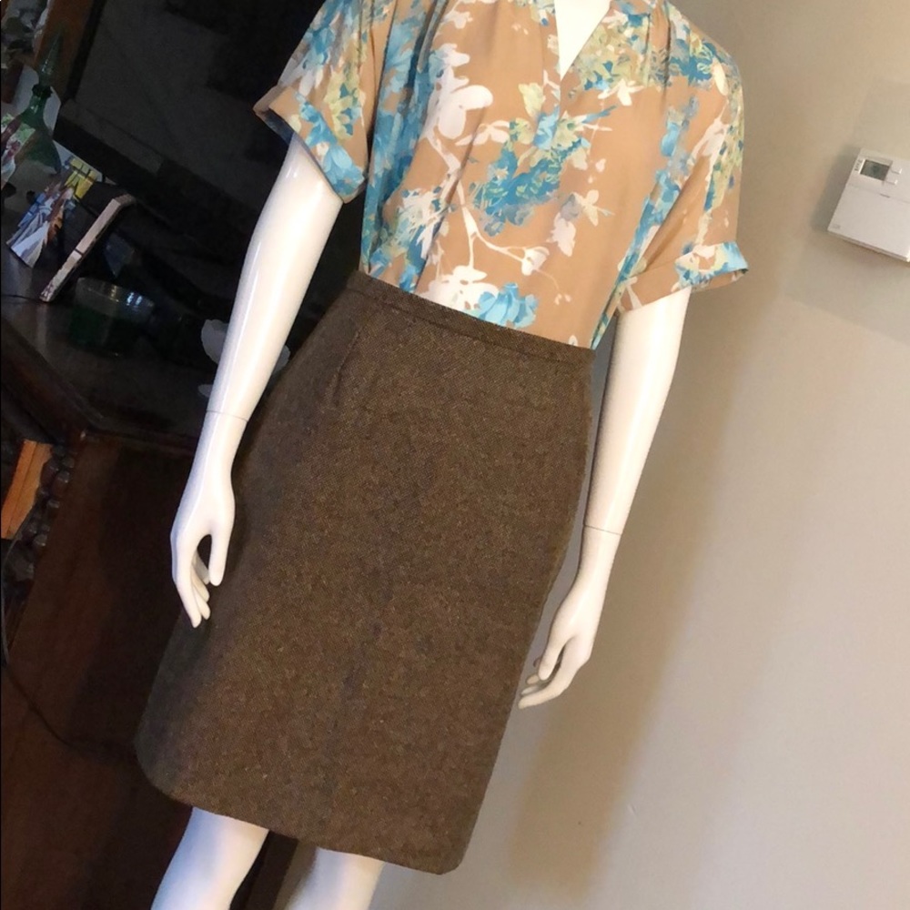 Eddie Bauer Brown Tweed Lined Skirt Size 6 NEW